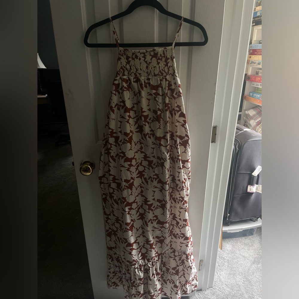 Universal Thread Cream and Brown Smocked dress